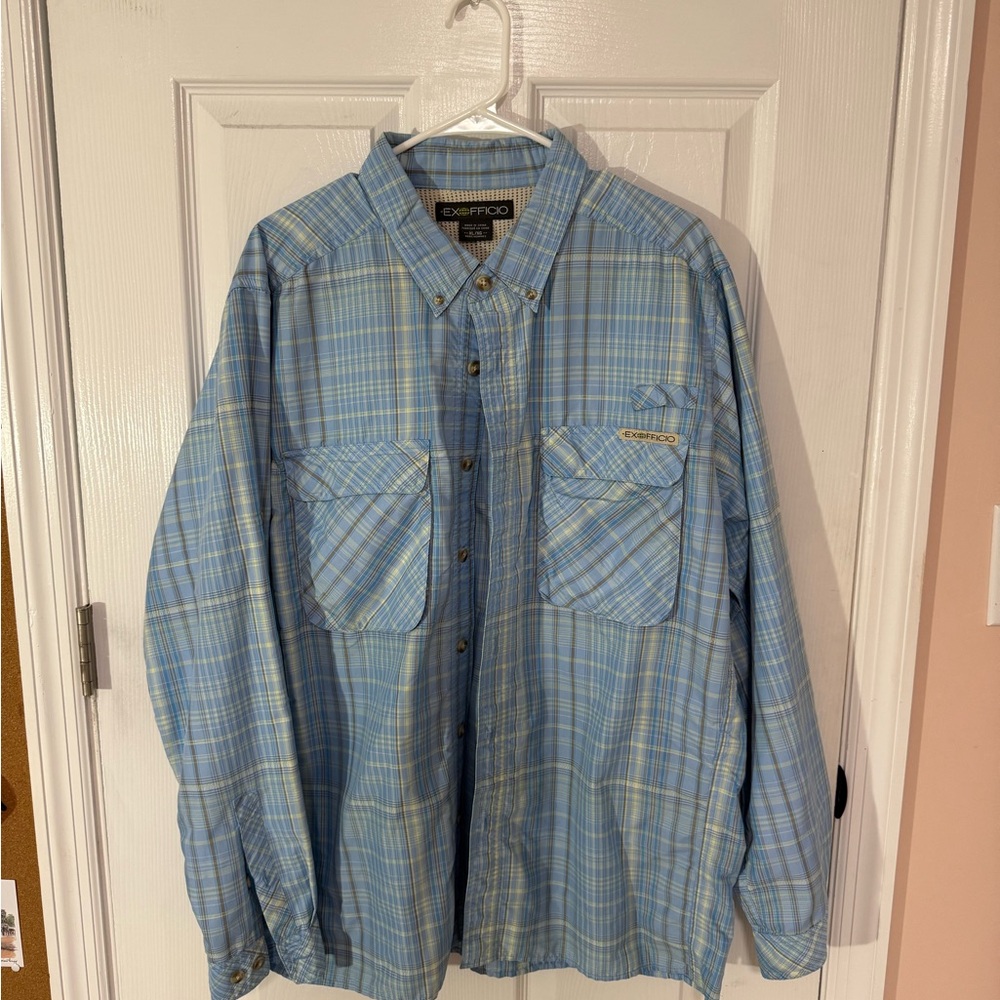 Exofficio Blue Lightweight Casual Button Down Shirt